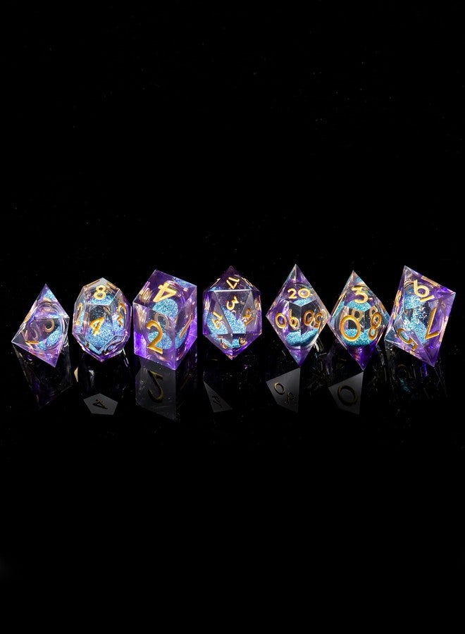 FugaCity DND Dice Set, Liquid Core Handmade Sharp Edge 7 Piece Resin Dungeons and Dragons Polyhedral Dice Set with Gift Case for RPG MTG Table Games - Image 5